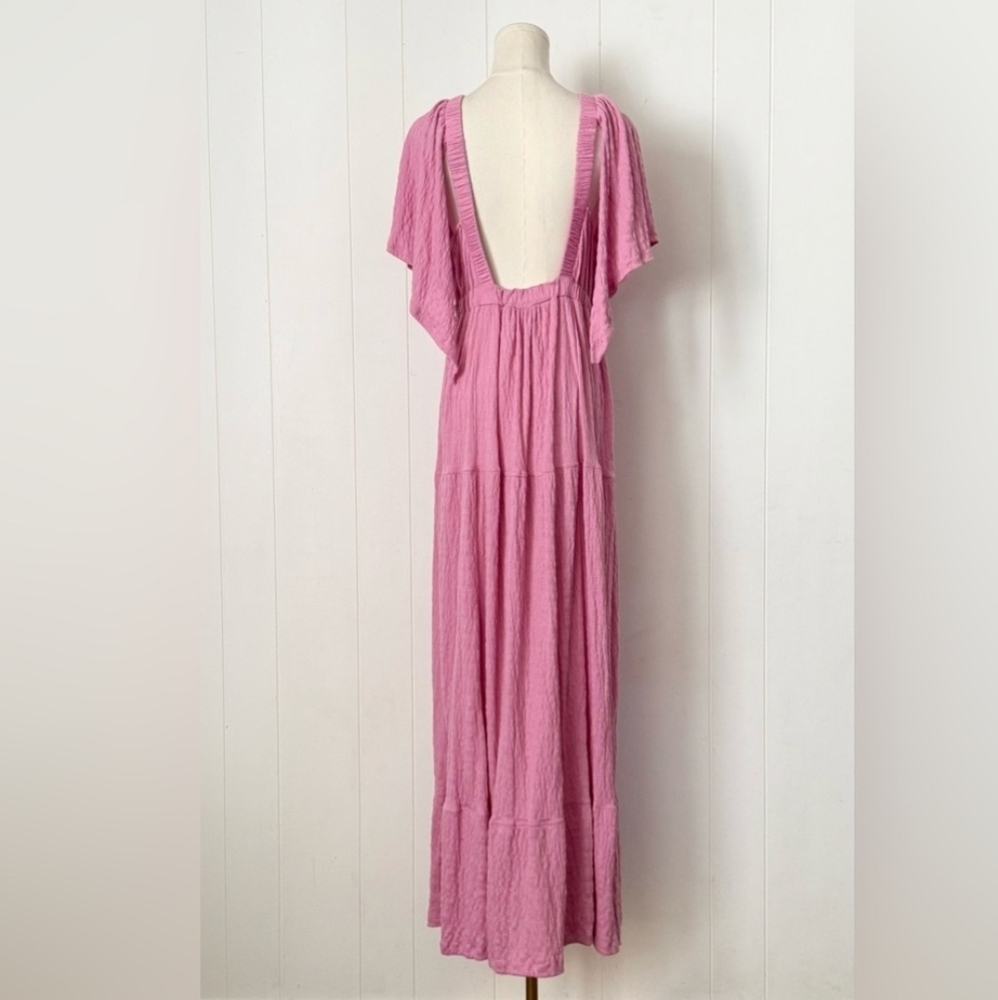 Free People FP Beach La La Maxi Dress Orchid Pink Gauze Boho Flowy Whimsical L - Picture 8 of 11